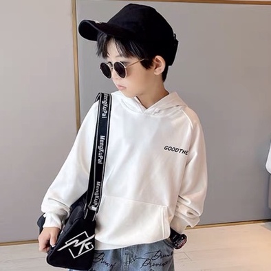 Áo khoác hoodie nỉ phom rộng bé trai Con Xinh hình in KRIZBNE,thời trang thu đông dành cho trẻ em từ 4 đến 10 tuổi