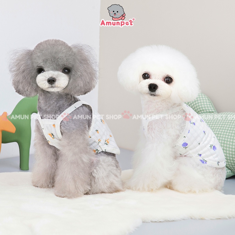 Áo Hai Dây Mùa Hè Hoạ Tiết Hoa Cho Chó Mèo Mẫu Áo Mùa Hè Cho Thú Cưng Chất Mỏng Mát Mới Nhất Amun Pet