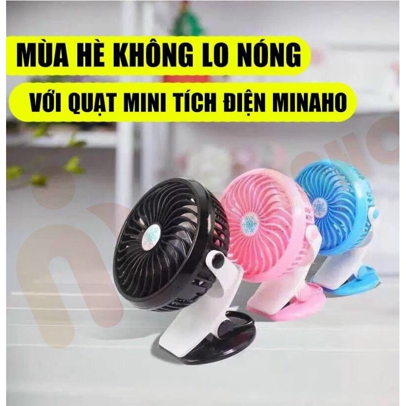 Quạt mini tích điện để bàn xoay 360 độ