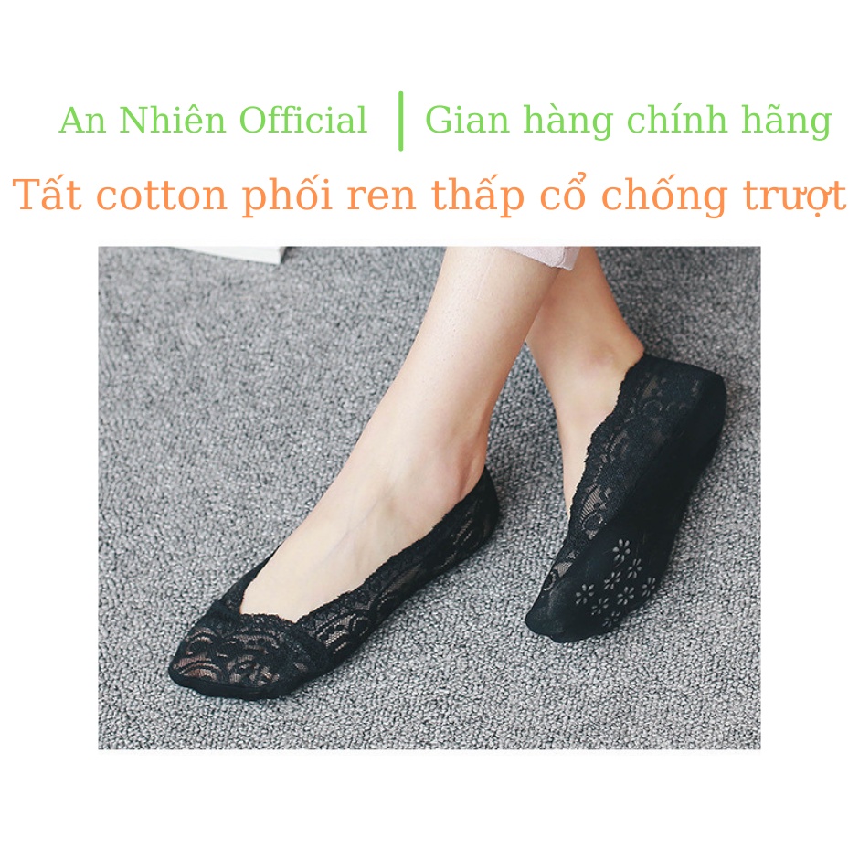 Tất Ren Cotton Cổ Ngắn Chống Trượt Hàng Thiết Kế Cao Cấp Siêu Đẹp Cho Nàng Cá Tính
