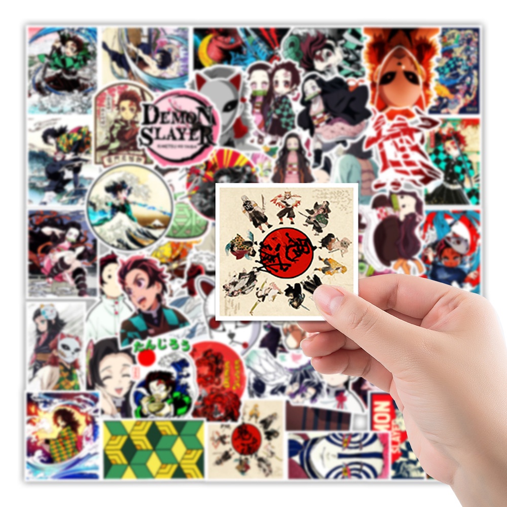 50 sticker cute chống nước dán mũ nón bảo hiểm MẪU New Ghost Slayer, vali 50 hình dán graffiti máy tính xách tay