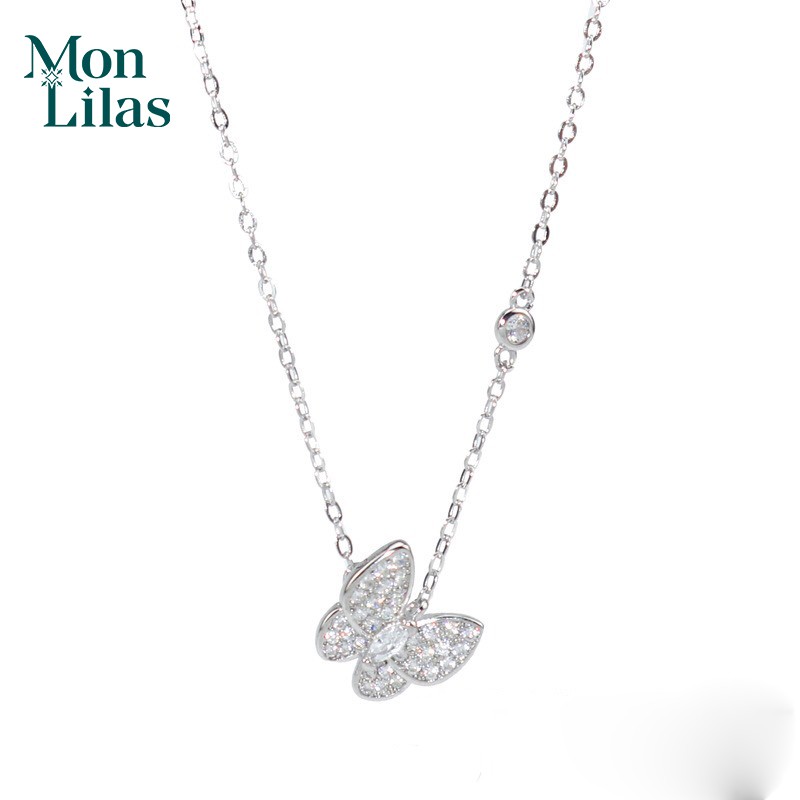 Dây Chuyền Bạc Nữ Mon Lilas Mặt Hồ Điệp Nạm Đá Butterfly cá tính D032105