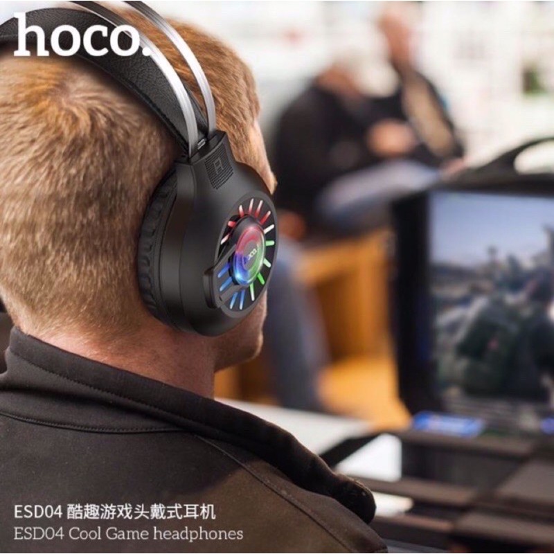 ✔CHÍNH HÃNG✔Tai nghe Gaming Hoco ESD04 có mic đàm thoại.Head phone chụp tai Bluetooth cho Game thủ-bass mạnh-pin khủng