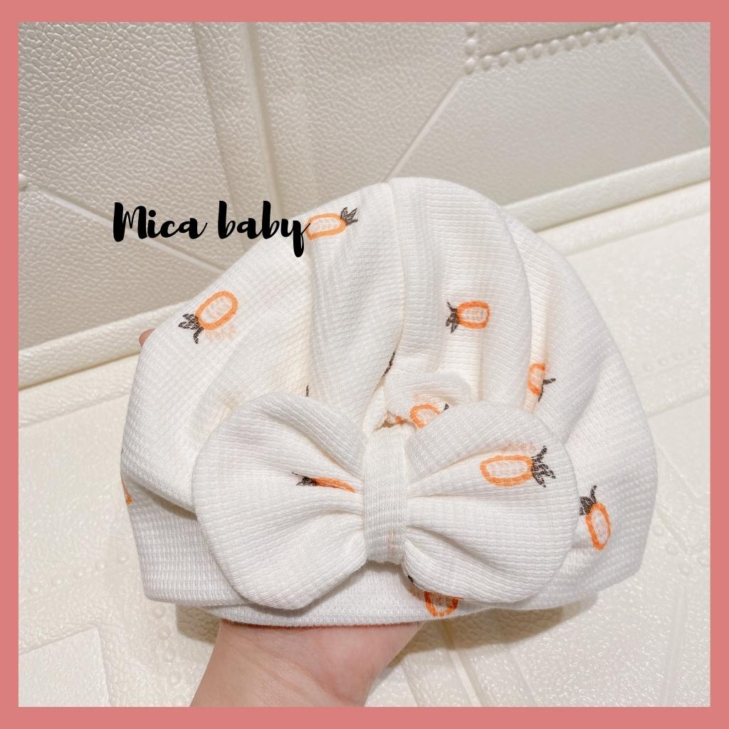 Mũ turban màu trắng kem họa tiết quả dứa xinh xắn cho bé Mica Baby MTB144