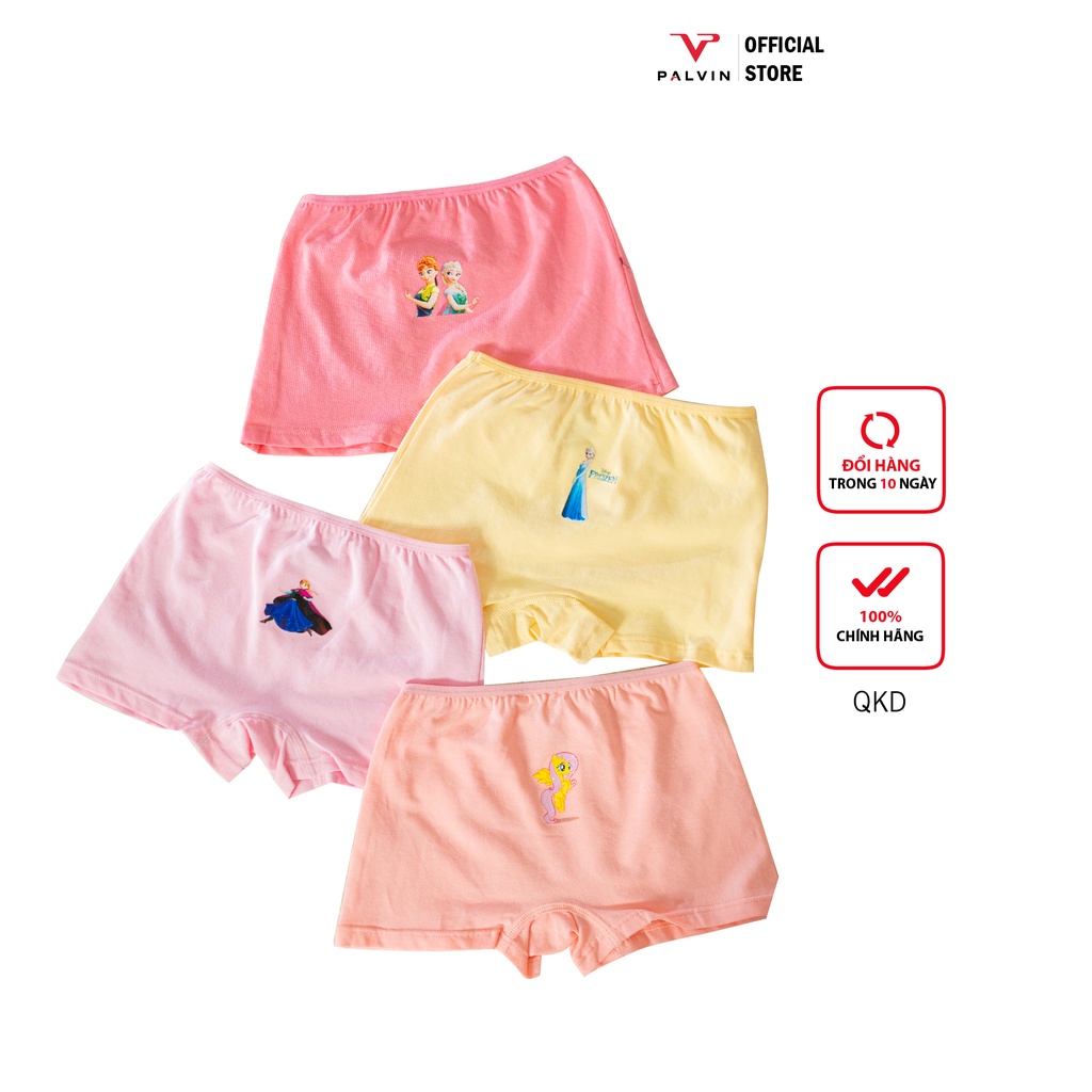 Quần chip bé gái PALVIN, dáng đùi, cotton co giãn 4 chiều, hình in công chúa elsa, ngựa pony - QKD