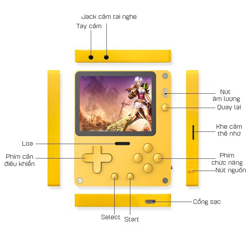 Máy Chơi Game Cầm Tay Cổ Điển Màn Hình 2.4 inch Ruizu S100 Tặng Kèm Thẻ Nhớ 16GB