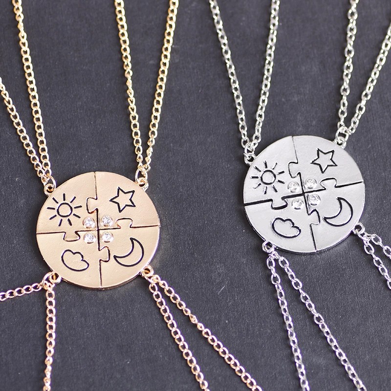 ✵Bán Chạy✵ Set 4 Vòng cổ Tình Bạn Mặt Trăng Và Ngôi Sao Thời Trang