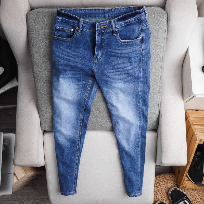 Quần jean nam cao cấp hàng vnxk slimfit màu xanh dương co giãn ôm nhẹ