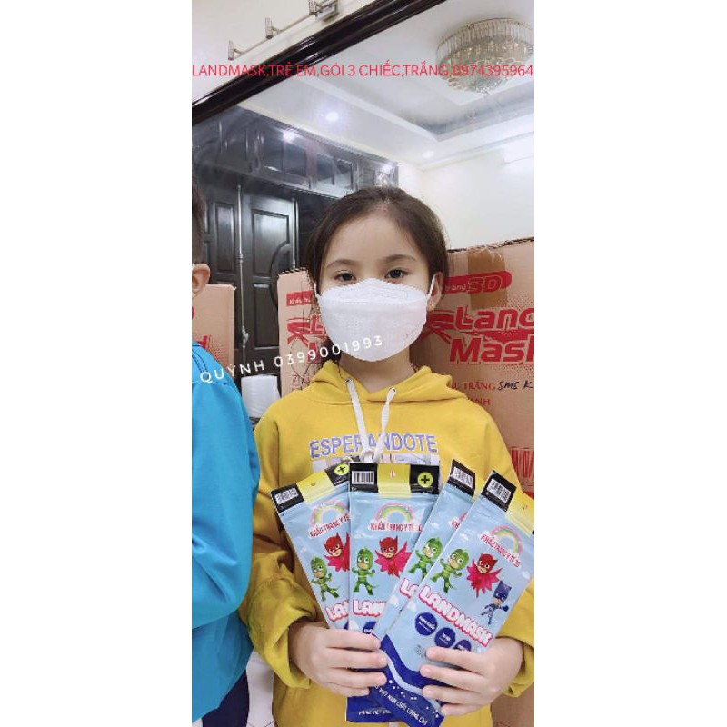 Khẩu trang Trẻ Em Landmask kid KF94 đủ 8 mầu sắc,1 gói 6 chiếc