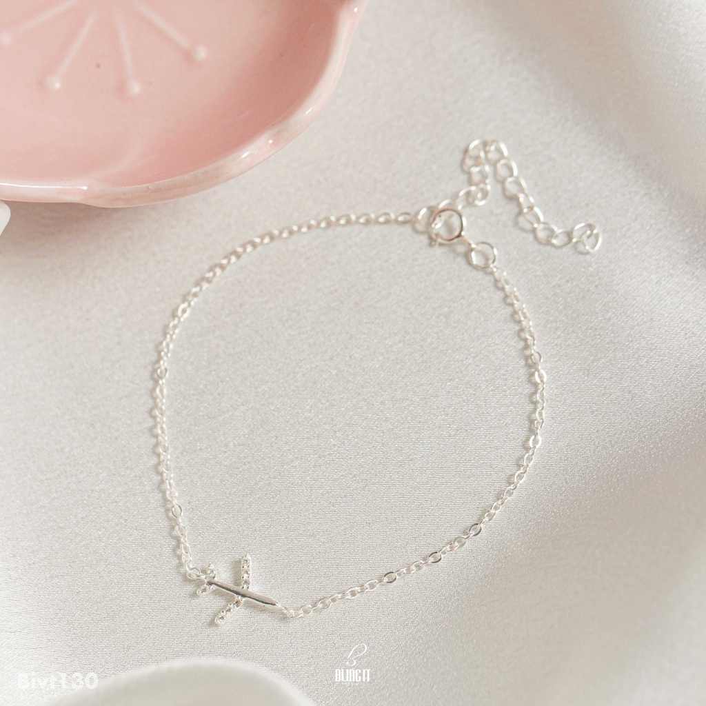 Lắc Tay Bạc Nữ BLING IT Thiết Kế Hình Chiếc May Bay Độc Đáo, Cá Tính - BIVT130