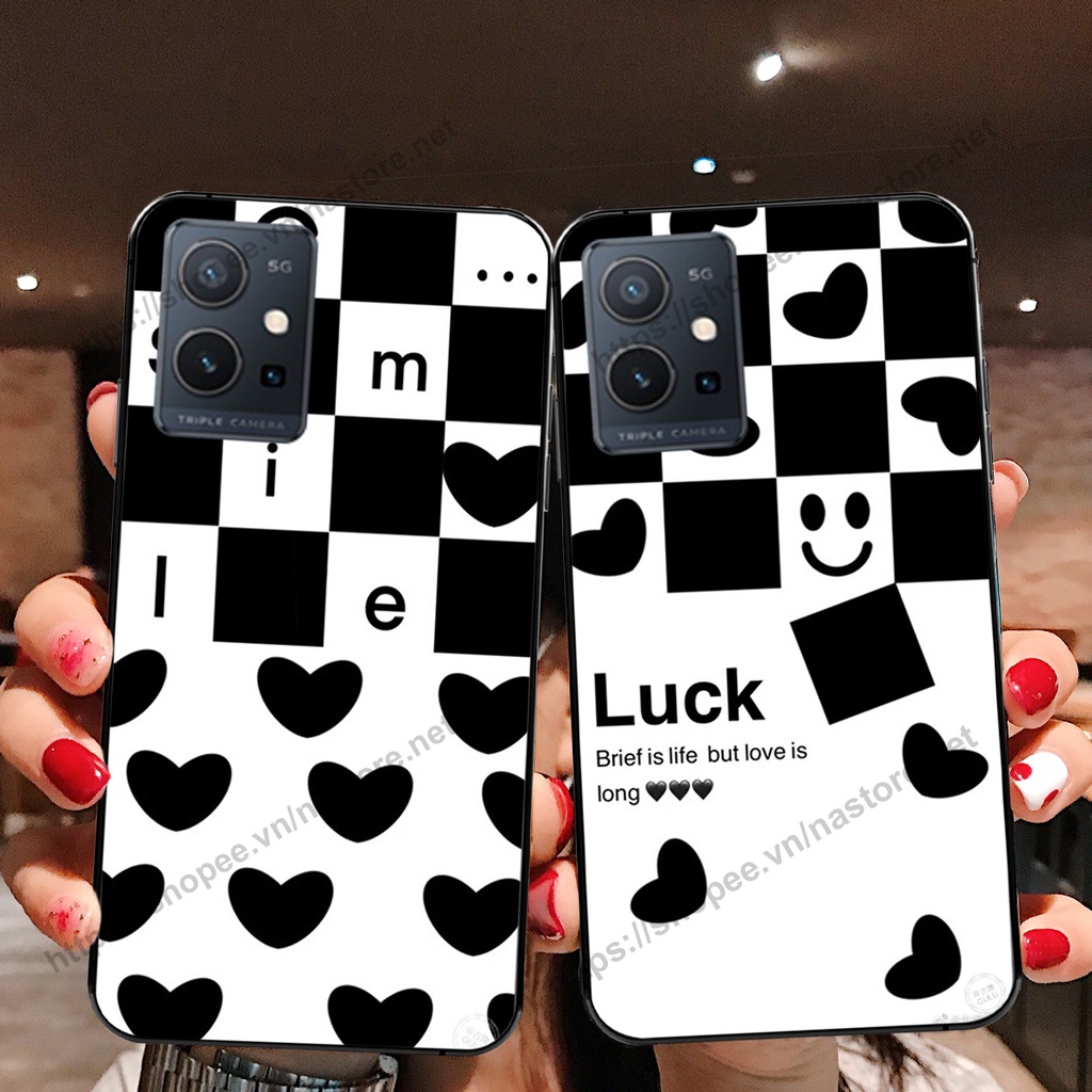Ốp lưng Vivo Y55 4G - Y55 2022 trái tim họa tiết caro, mikey họa tiết beabrick kaws cute