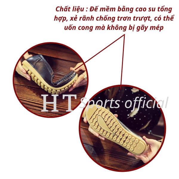 Giày lười nữ HT Sports, giày mọi nữ chất liệu da PU siêu mềm cực bền ôm chân full box