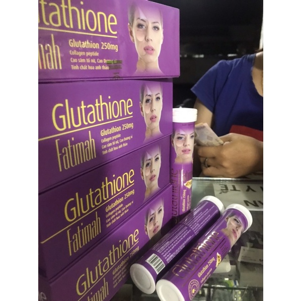 Viên sủi trắng da, thơm cơ thể Glutathione Fatimah tuýp 20viên