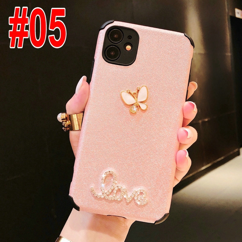 iPhone SE 2020 6 6s 7 8 Plus 6+ 6s+ 7+ 8+ X Xs XR 11 Pro Max 3D Solid Color Love Butterfly Anti Crack Shockproof Soft Case Cover