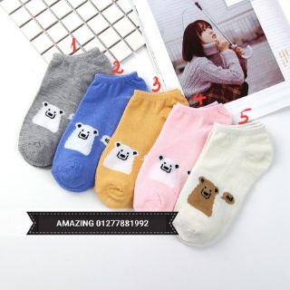 Tất gấu bắc cực cổ ngắn có mác và nilon