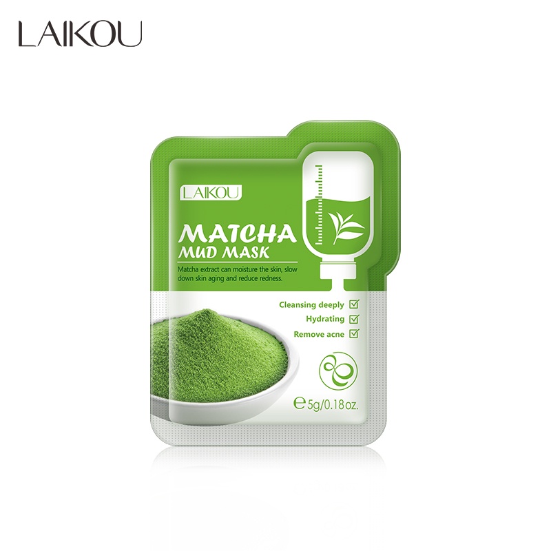 Mặt nạ bùn Matcha Laikou làm sạch kiềm dầu loại bỏ mụn đầu đen 5g