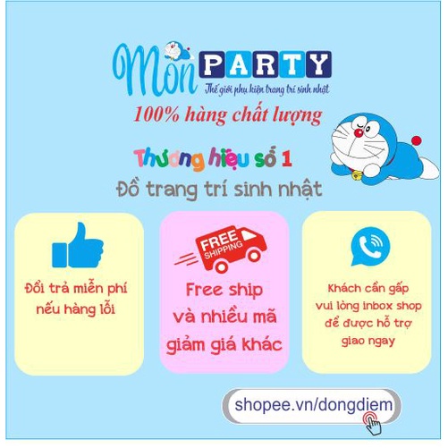 Set trang trí sinh nhật Mon Party trang trí sinh nhật cho bé trai bé gái đơn giản dễ làm tại nhà