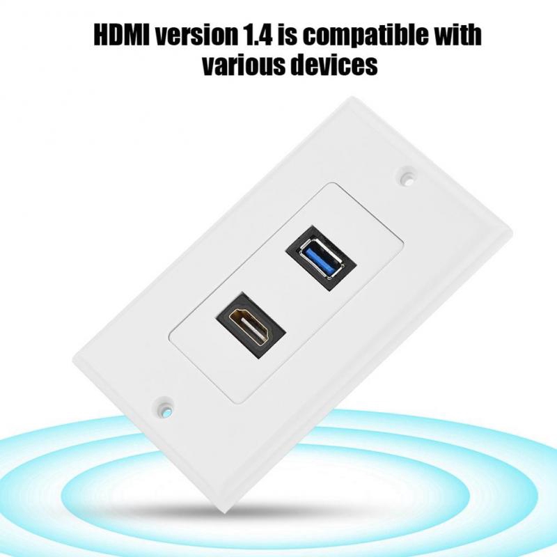 Ổ cắm tường đa phương tiện 2 trong 1 HDMI USB3.0 chất lượng cao