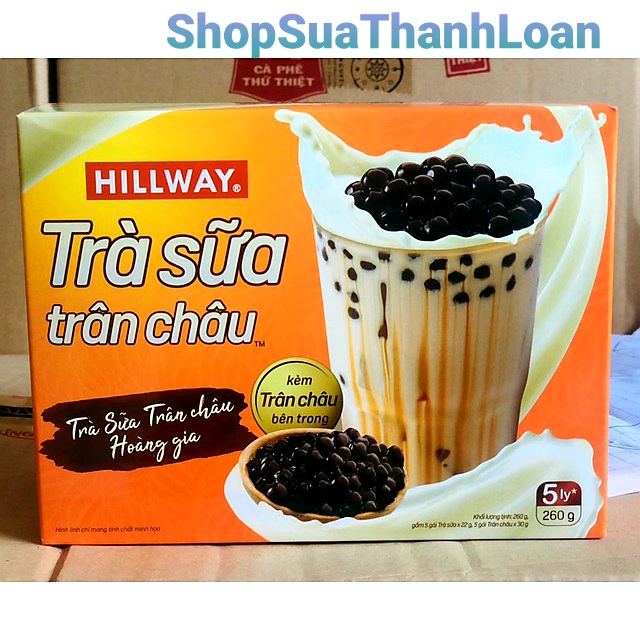 Trà sữa trân châu Hillway hộp 5 gói + Gói trân châu kèm theo