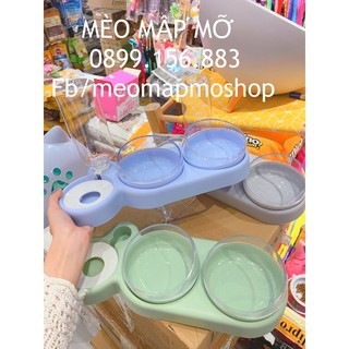 KHAY ĂN ĐÔI KÈM BÌNH NƯỚC CHÓ MÈO