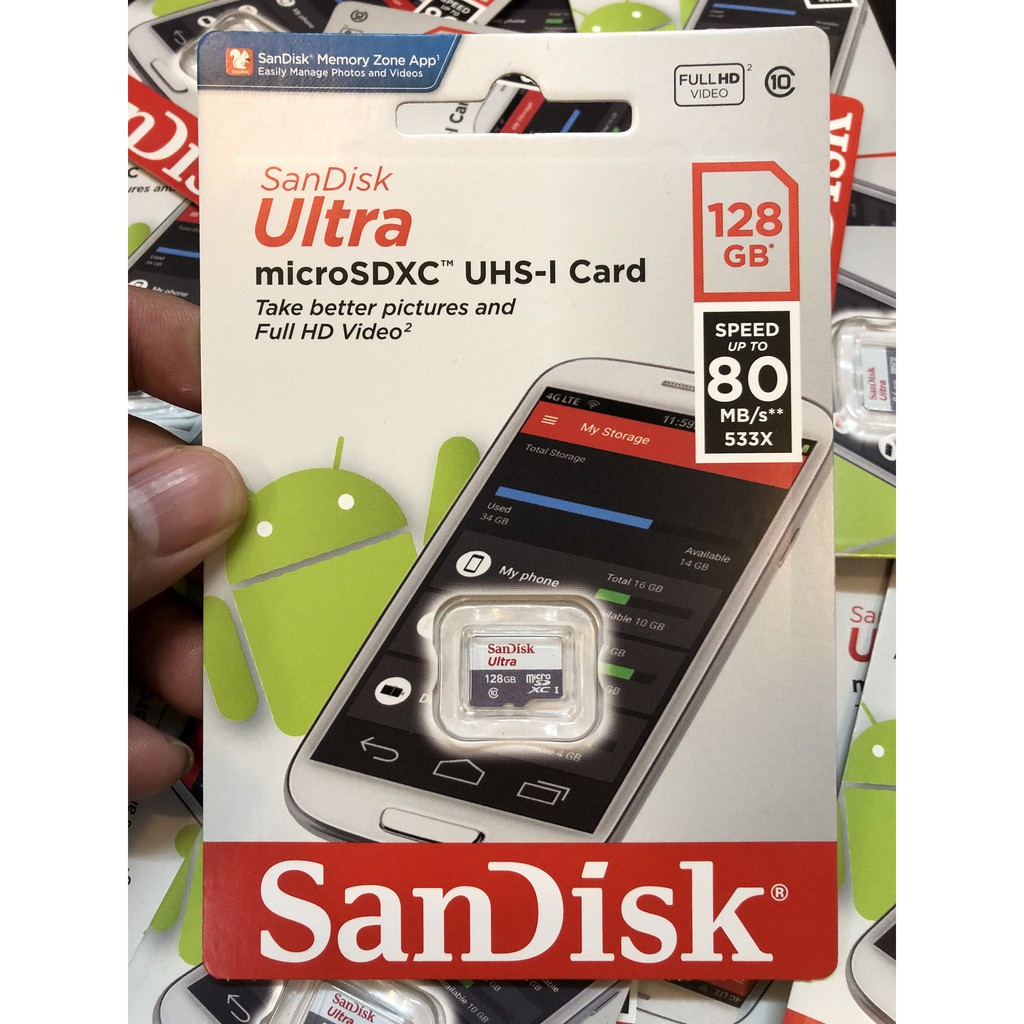 Thẻ Nhớ Sandisk 128GB SanDisk Ultra Upto 80MB/S