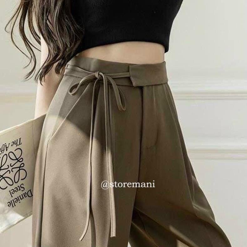 [NEW] Quần Suông Ống Rộng Thắt Dây Nơ Vải Tuyết Mưa Cao Cấp Siêu Hot