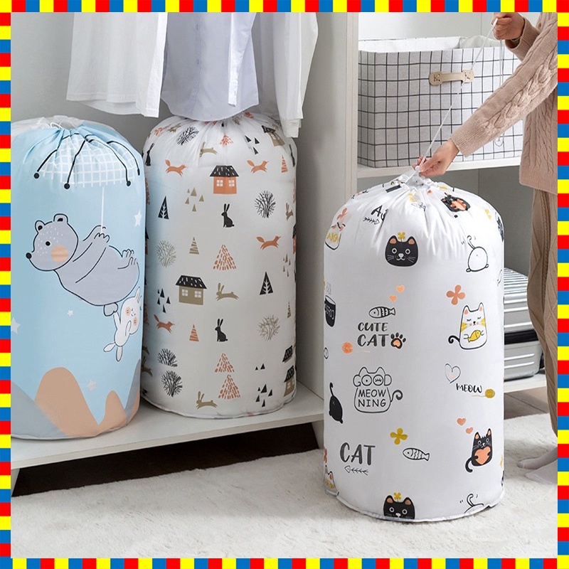 Túi đựng quần áo chăn màn chống thấm có dây rút 84x45cm, cao cấp chống thấm