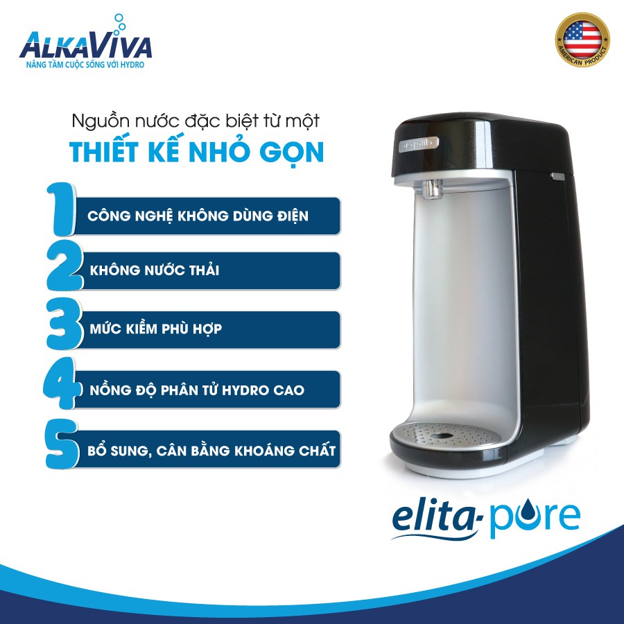 Máy lọc nước tạo ion kiềm khoáng và hydro không dùng điện AlkaViva Elita Pure - ELTA