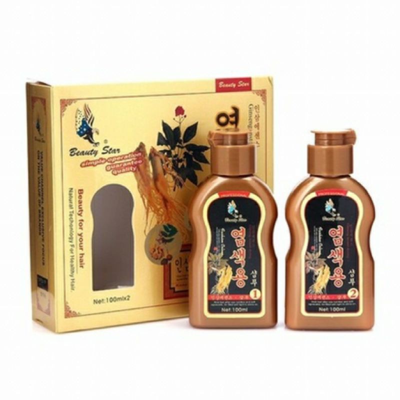 Dầu gội đen tóc nhân sâm Beauty Star Hàn Quốc (2chai x 100ml) - Tặng kèm găng tay