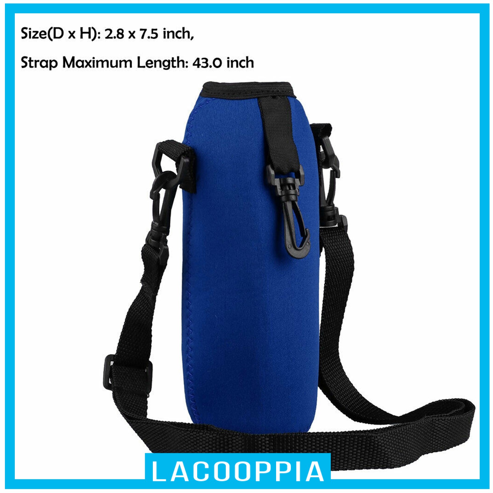 [LACOOPPIA] 750ML Neoprene Water Bottle Carrier Insulated Cover Bag Pouch with Strap & Hook