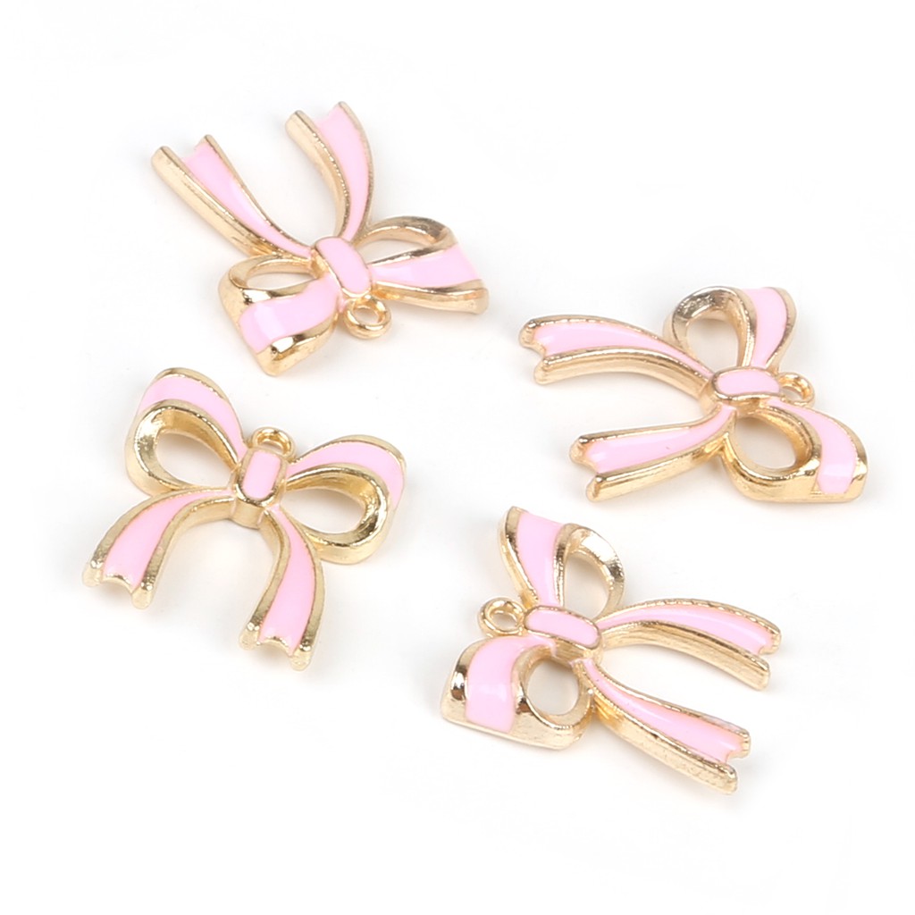 Set 10 mặt trang sức BEADIA thiết kế nơ hợp kim kẽm tráng men dành cho làm dây chuyền DIY