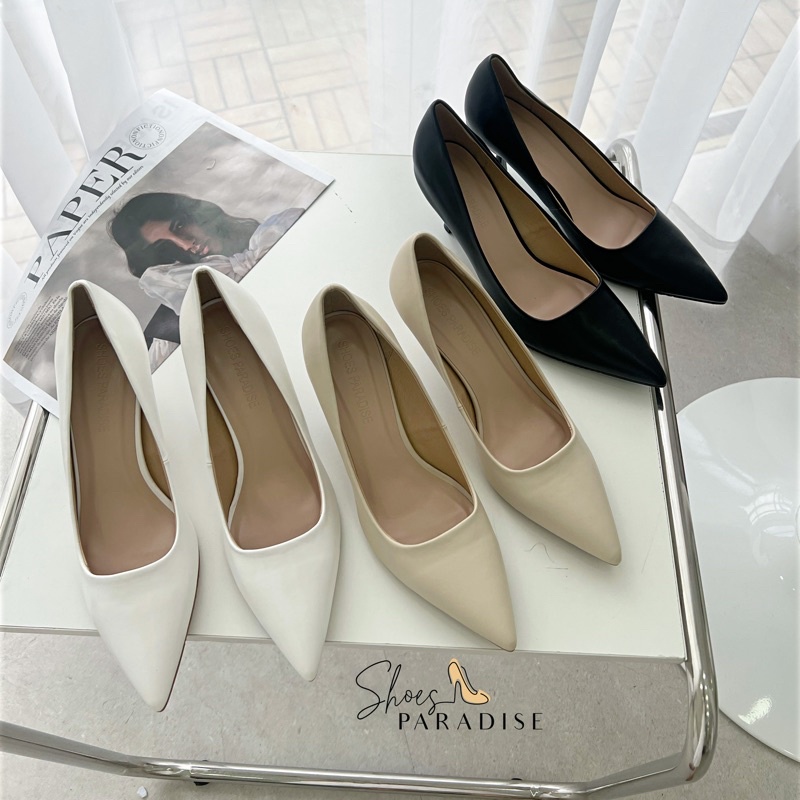 Giày cao gót nữ 7p bít mũi nhọn gót nhọn da công sở shoes paradise BBXK20