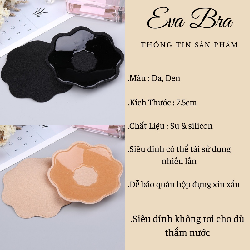 Sét 2 miếng dán nhũ hoa, dán ti miếng dán ngực sử dụng nhiều lần Eva Bra 0122