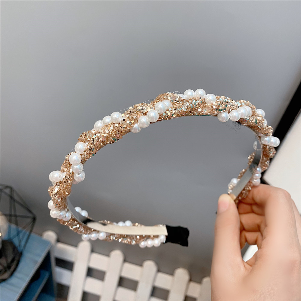 Băng Đô Cài Tóc Đính Ngọc Trai Phong Cách Hàn Quốc