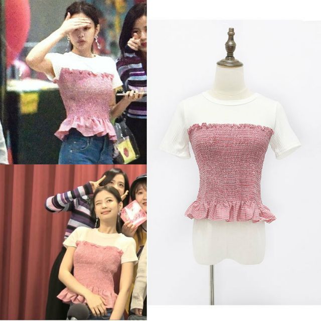 Áo thun ngắn tay phối kiểu quây ôm điệu đà phá cách Jennie BLACKPINK
