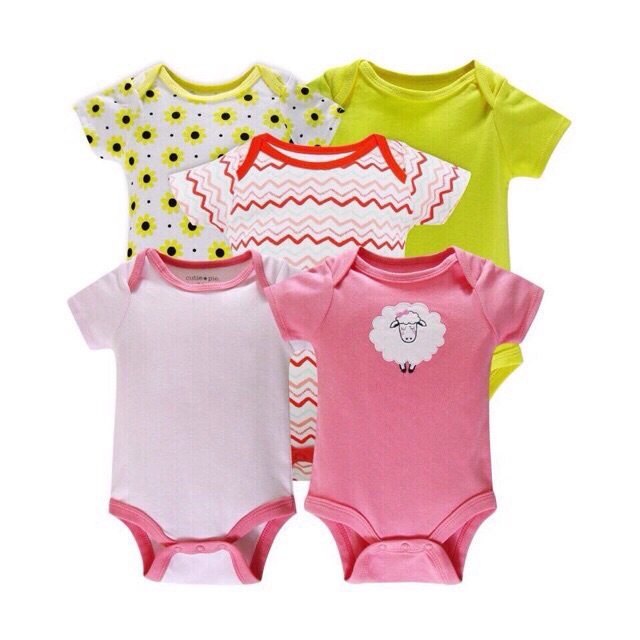 SET 5 BỘ BODYSUITS CỘC TAY BÉ TRAI/GÁI