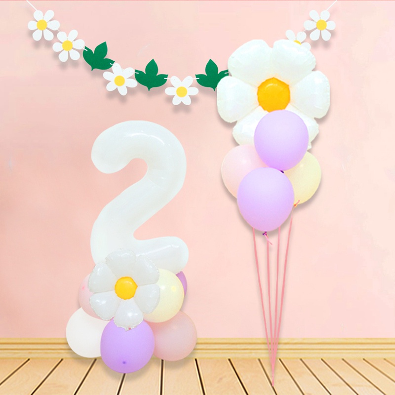 Set 21 Bong Bóng Kỹ Thuật Số 32inch 1-9 Màu Trắng Dùng Trang Trí Tiệc Sinh Nhật/Đám Cưới