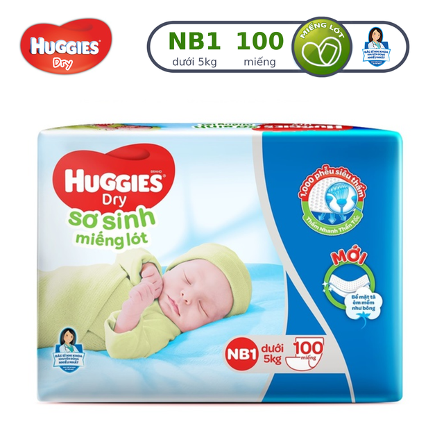 Miếng lót Sơ Sinh Huggies NB1 100 miếng/gói