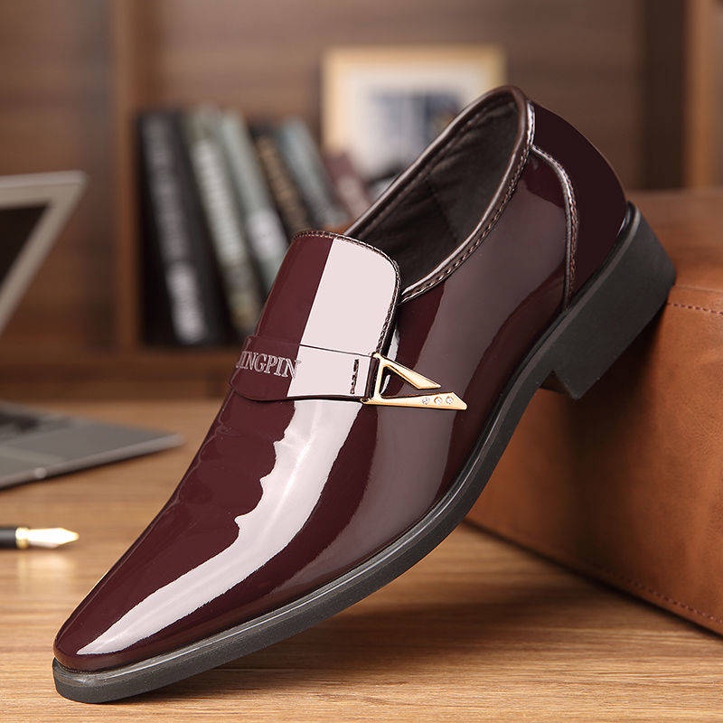 Leather shoes men's foot business dress casual men Korean plus velvet go shoes