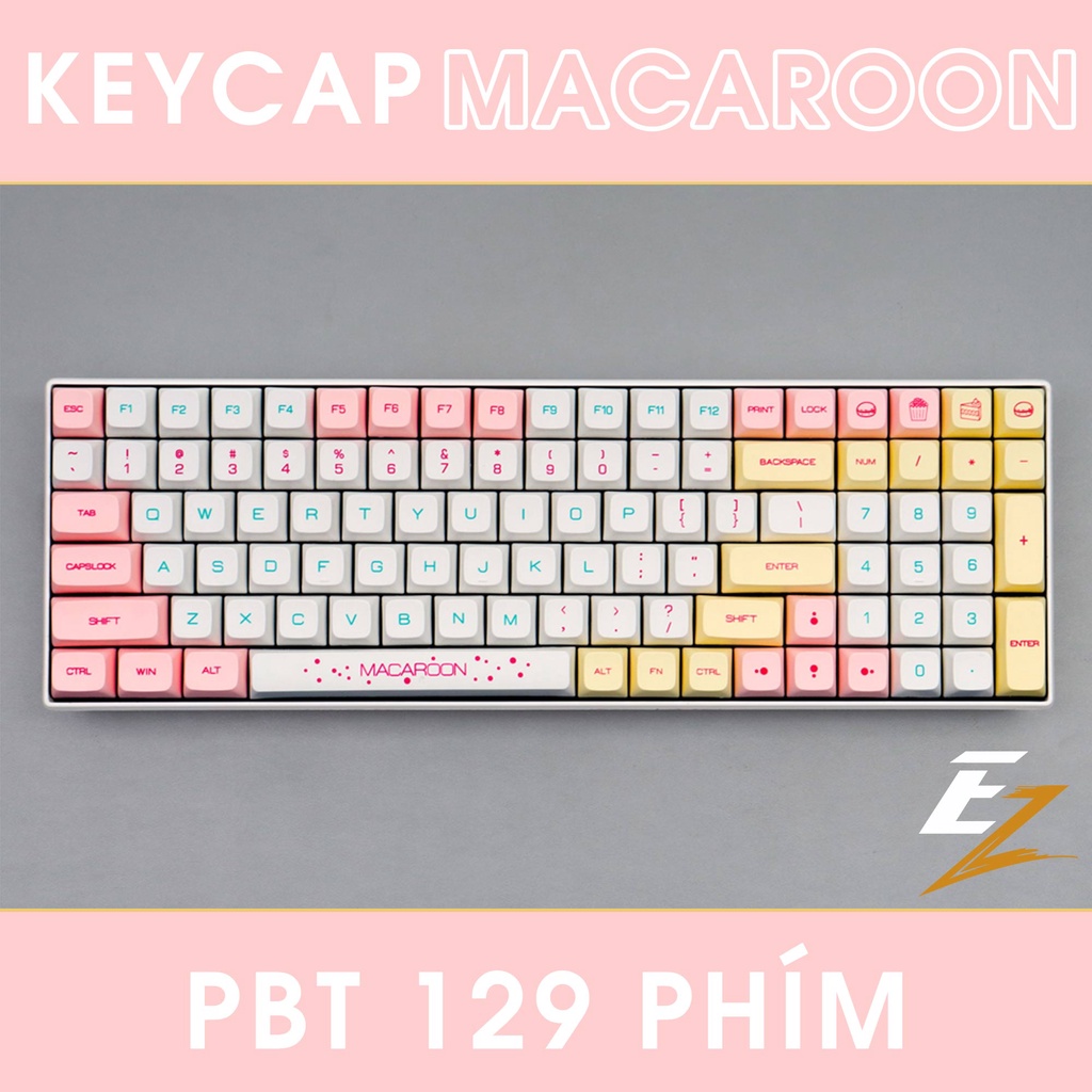 Keycap Cho Bàn Phím Cơ Macaroon XDA Profile Thick PBT 132 Phím | EZPC