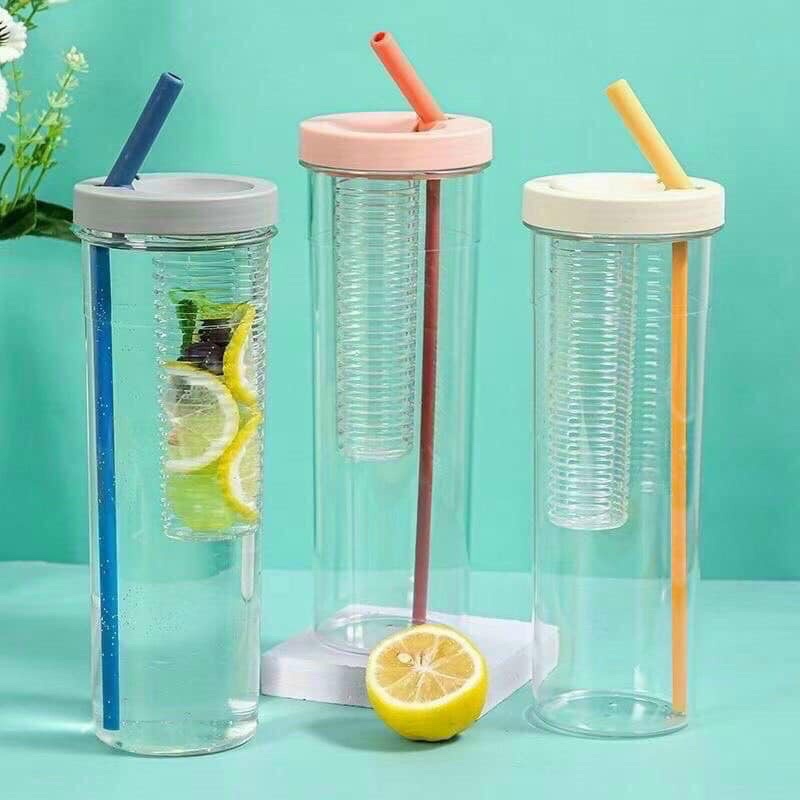 BÌNH DETOX 700ml CÓ NGĂN HOA QUẢ KÈM ỐNG HÚT