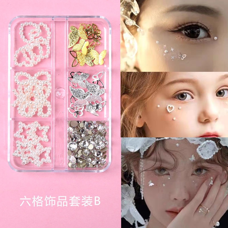 Miếng Dán Trang Trí Mặt Hình Cánh Hoa Khô Và Bướm Xinh Xắn