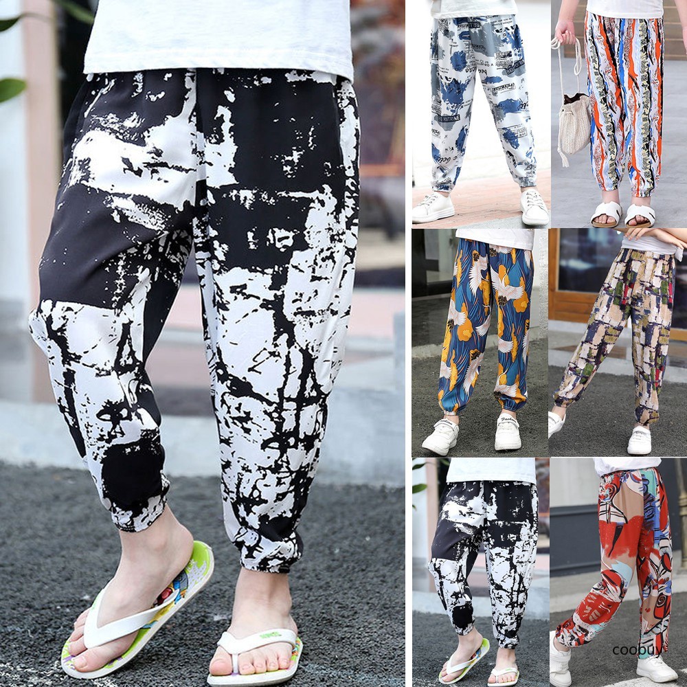 Quần dài thể thao chống muỗi in họa tiết thời trang cho bé