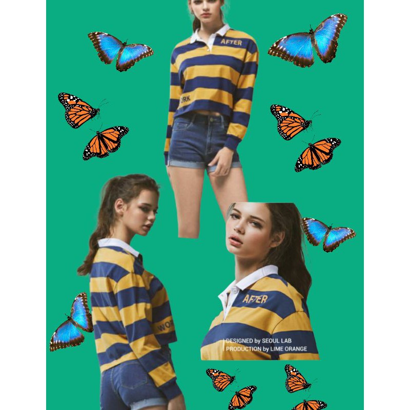 Áo polo croptop limeorange