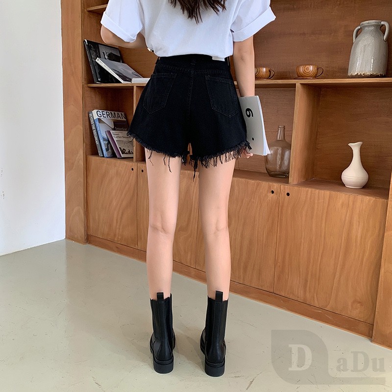 Quần Short Jean Lưng Cao Dáng Rộng Thời Trang Mùa Hè Phong Cách Hàn Quốc