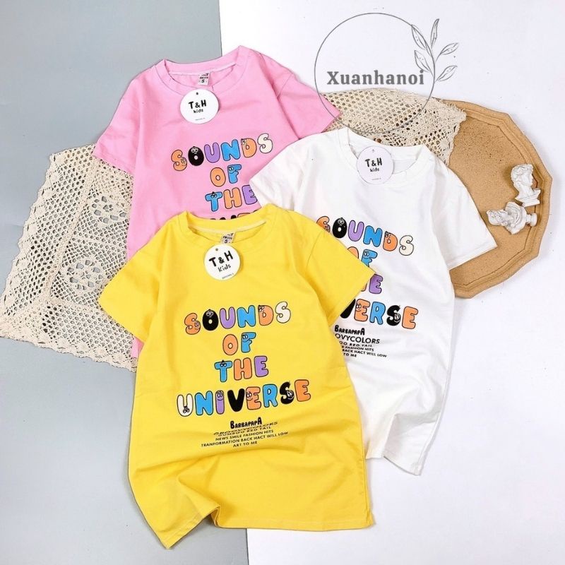 Váy bé gái cotton 4 chiều dáng xuông in chữ sắc mầu  XHN903