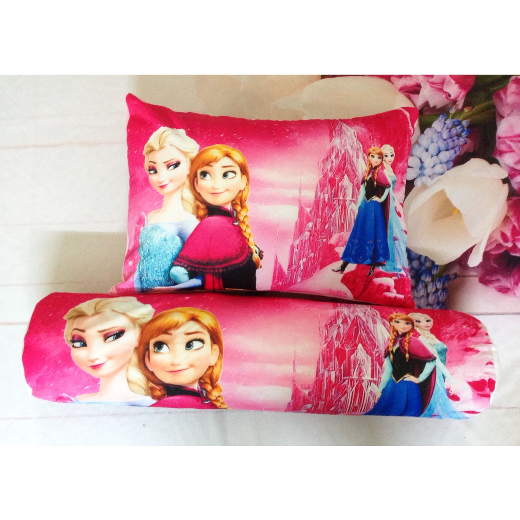Set gối nằm và gối ôm Elsa hồng