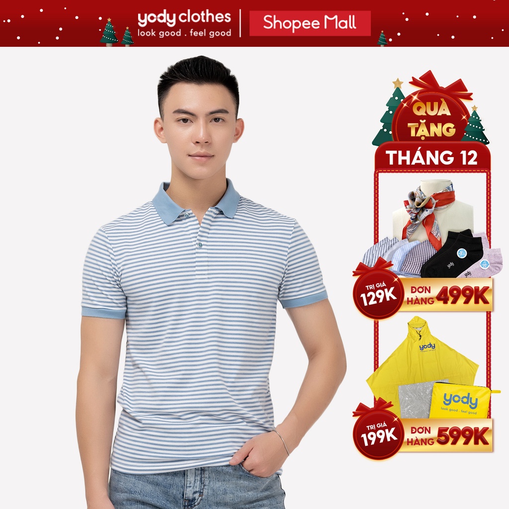 [Mã WABRYD221 giảm 10% đơn 250K] Áo polo nam YODY melange kẻ sọc kiểu dáng trẻ trung thoáng mát APM4069 | BigBuy360 - bigbuy360.vn