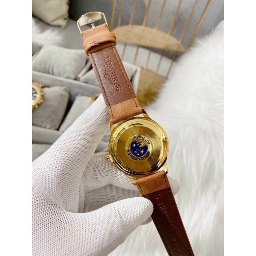 Đồng Hồ Longines Máy Quartz Size 41mm Dây Da 21cm Màu Vàng - tặng hộp và pin dự phòng