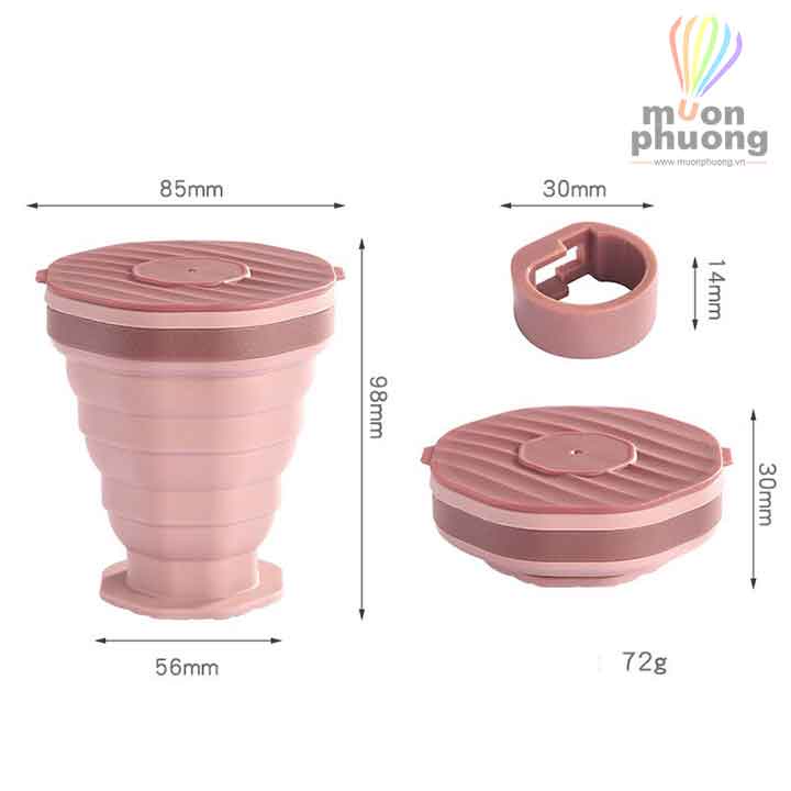 Ly uống nước 220ml silicone hình bát giác xếp gọn có tay cầm dã ngoại, du lịch hoặc sử dụng hàng ngày - MUÔN PHƯƠNG SHOP